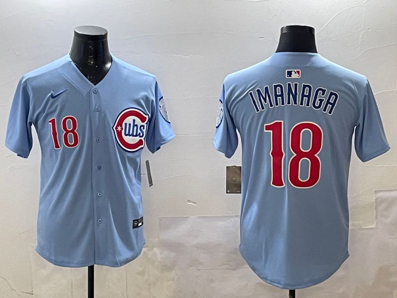 Men Chicago Cubs #18 Imanaga Light Blue Throwback 2025 Nike MLB Jersey style 10
